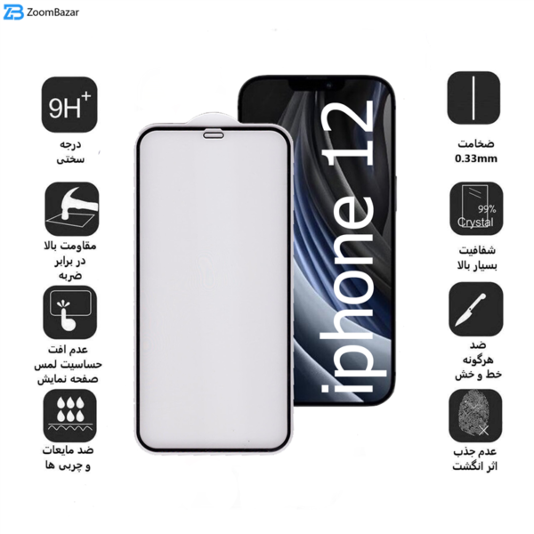 محافظ صفحه نمایش 5D بوف مدل F33 مناسب برای گوشی موبایل اپل Iphone 12