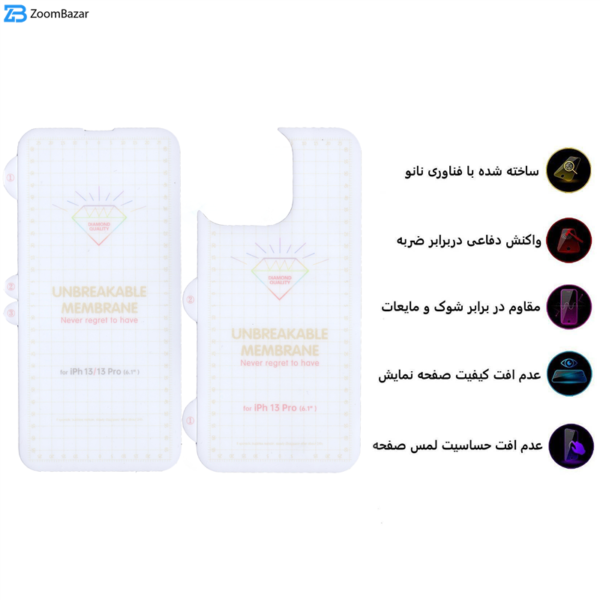 محافظ صفحه نمایش بوف مدل Hg01 مناسب برای گوشی موبایل اپل Iphone 13 Pro به همراه محافظ پشت گوشی