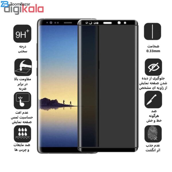 محافظ صفحه نمایش Privacy بوف مدل F33 مناسب برای گوشی موبایل سامسونگ Galaxy Note 8