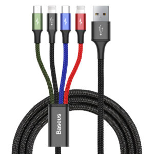 کابل تبدیل USB به لایتنینگ/ microUSB/ USB-C باسئوس مدل CA1T4-A01 طول 1.2 متر