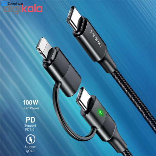 کابل تبدیل USB-C به لایتنینگ/USB-C مک دودو مدل CA-7120 طول 1.2 متر