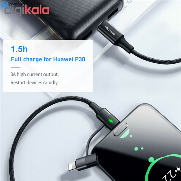 کابل تبدیل USB-C به لایتنینگ/USB-C مک دودو مدل CA-7120 طول 1.2 متر