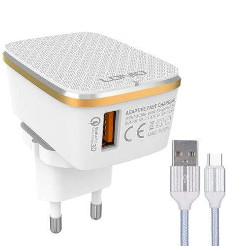 شارژر دیواری الدینیو مدل A1204Q به همراه کابل  تبدیل USB-C