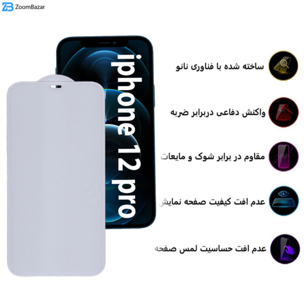 محافظ صفحه نمایش 5D بوف مدل FP33 مناسب برای گوشی موبایل اپل Iphone 12 Pro