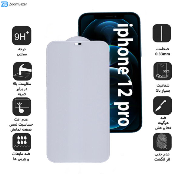 محافظ صفحه نمایش 5D  بوف مدل FP33 مناسب برای گوشی موبایل اپل Iphone 12 Pro