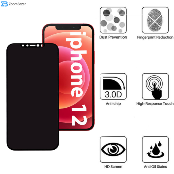 محافظ صفحه نمایش حریم شخصی بوف مدل Pr33 مناسب برای گوشی موبایل اپل Iphone 12