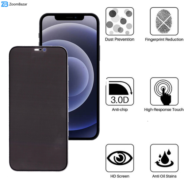 محافظ صفحه نمایشی سرامیکی حریم شخصی بوف مدل CFPr9 مناسب برای گوشی موبایل اپل iphone 12