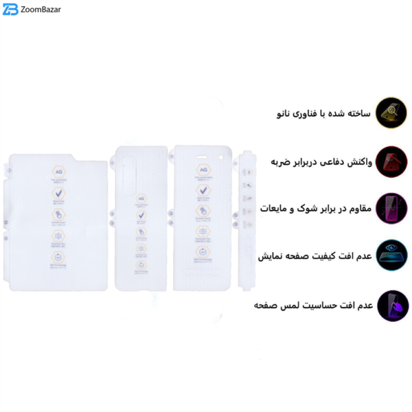 محافظ صفحه نمایش مات بوف مدل HgM-15 مناسب برای گوشی موبایل سامسونگ Galaxy Z fold1 به همراه محافظ پشت گوشی