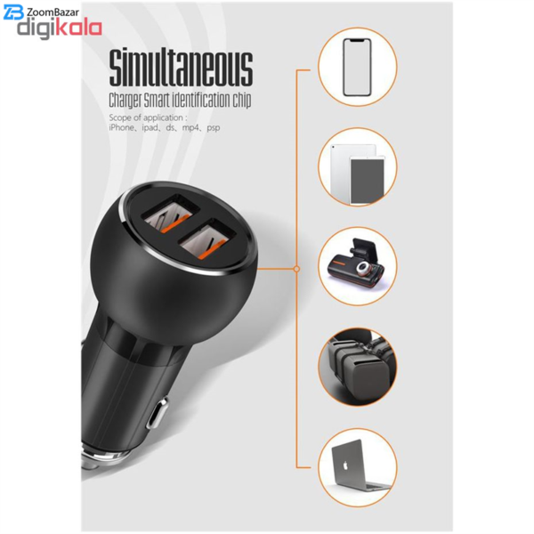 شارژر فندکی الدینیو مدل C503Q همراه با کابل microUSB