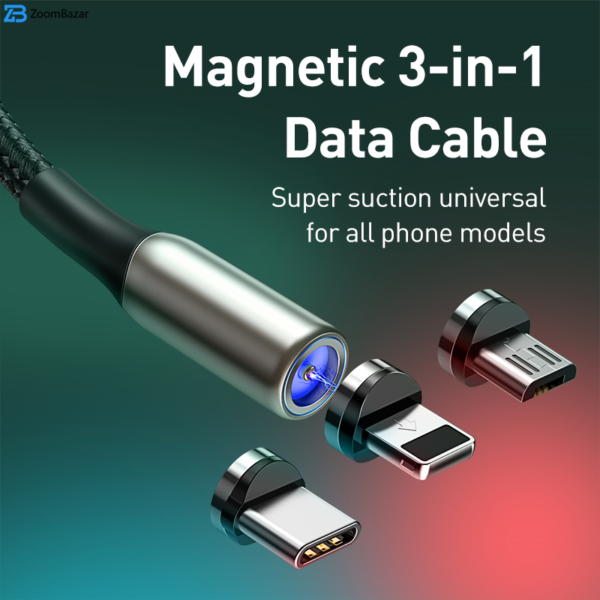 کابل تبدیل USB به USB-C / microUSB / لایتنینگ باسئوس مدل TZCAXC-G01 طول 2 متر