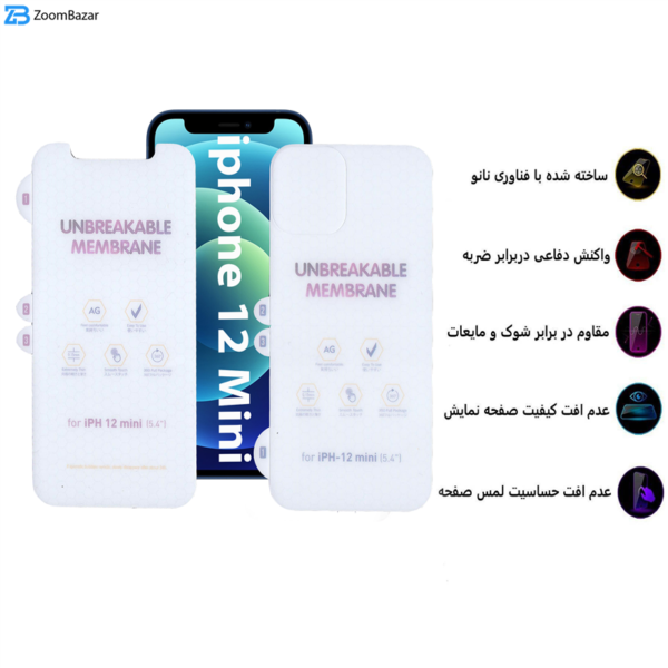 محافظ صفحه نمایش و پشت گوشی مات بوف مدل HgM15 مناسب برای گوشی موبایل اپل iphone 12 Mini