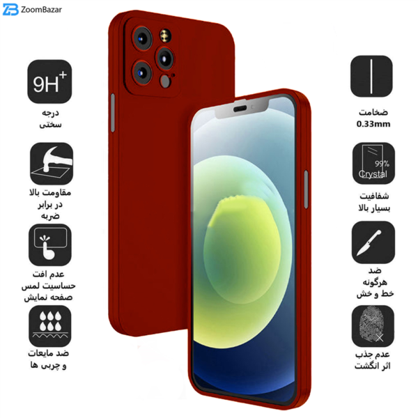 محافظ صفحه نمایش بوف مدل FB360 مناسب برای گوشی اپل Iphone 12 Pro Max به همراه محافظ پشت گوشی