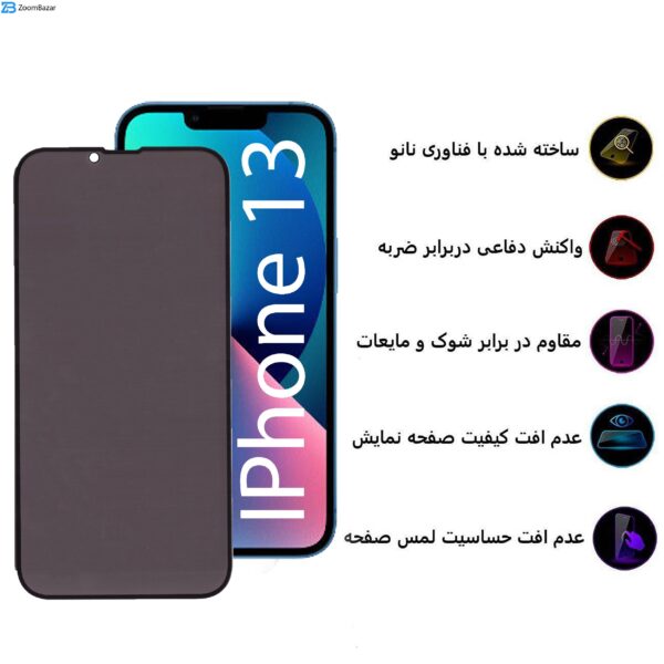 محافظ صفحه نمایش حریم شخصی بوف مدل Pr33 مناسب برای گوشی موبایل اپل Iphone 13