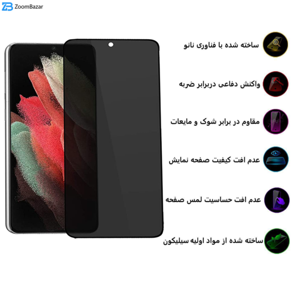 محافظ صفحه نمایش حریم شخصی بوف مدل Sp03 مناسب برای گوشی موبایل سامسونگ Galaxy S21 Ultra