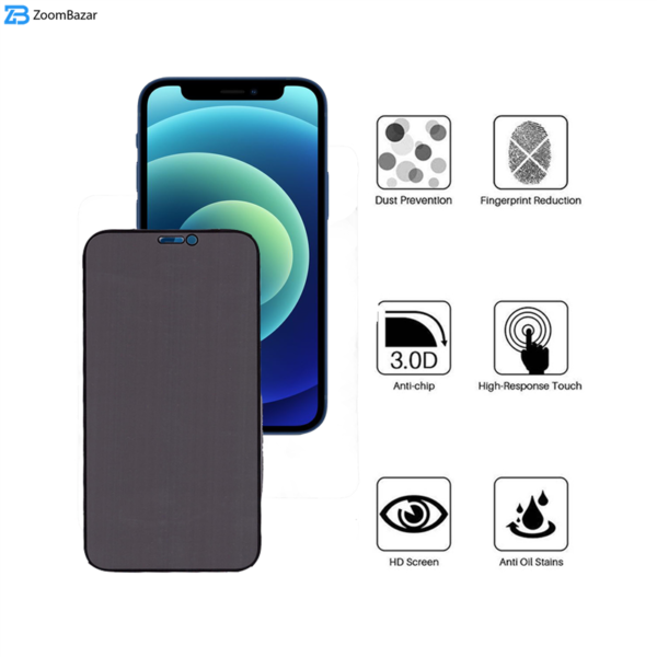 محافظ صفحه نمایش سرامیکی حریم شخصی بوف مدل CFPr9 مناسب برای گوشی موبایل اپل iphone 12 Mini