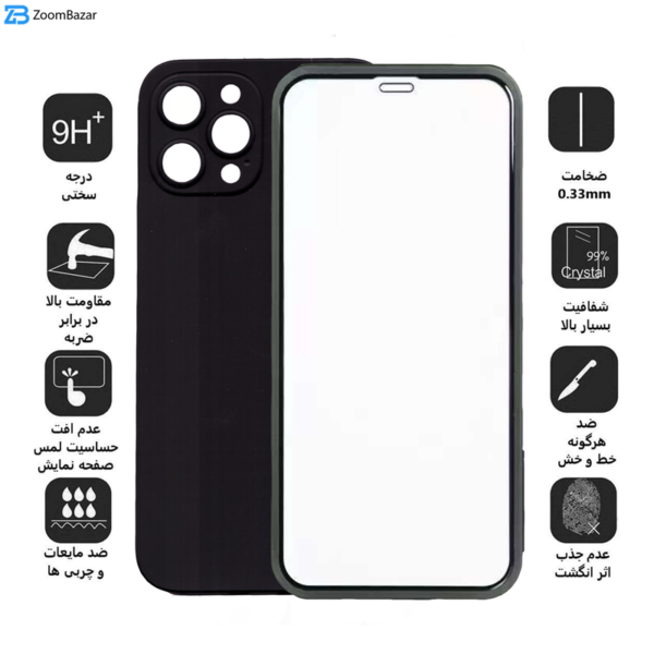 محافظ صفحه نمایش بوف مدل FB360 مناسب برای گوشی موبایل اپل Iphone 12 Pro به همراه محافظ پشت گوشی