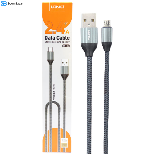 کابل تبدیل USB به microUSB الدینیو مدل LS432 طول 2 متر