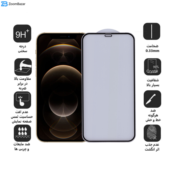 محافظ صفحه نمایش 5D بوف مدل FT03 مناسب برای گوشی موبایل اپل IPhone 12/12 pro