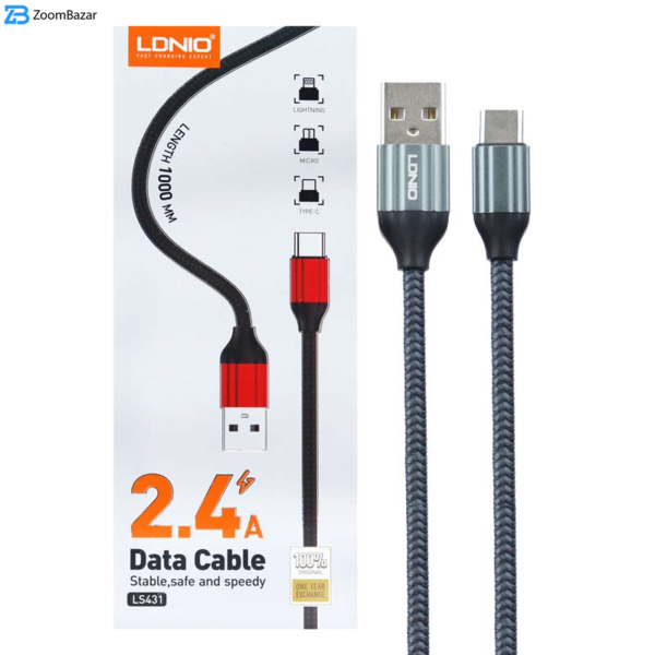 کابل تبدیل USB به USB-C الدینیو مدل LS431 طول 1 متر