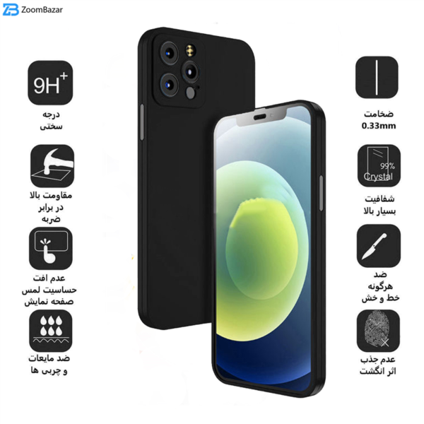 محافظ صفحه نمایش بوف مدل FB360 مناسب برای گوشی اپل Iphone 12 Pro Max به همراه محافظ پشت گوشی