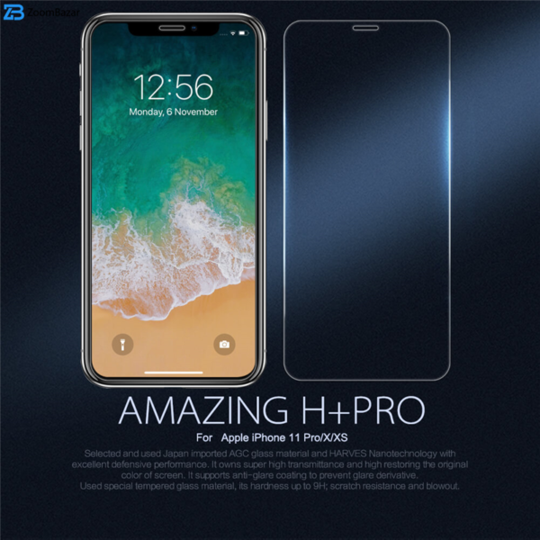 محافظ صفحه نمایش نیلکین مدل Amazing H Plus Pro مناسب برای گوشی موبایل اپل iPhone 11 Pro/iPhone X/iPhone XS Max