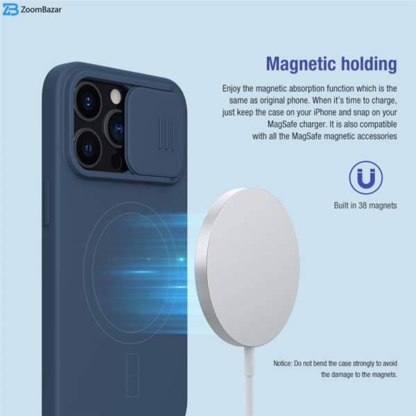 کاور نیلکین مدل CamShield Silky Magnetic silicon مناسب برای گوشی موبایل اپل iPhone 13 Pro