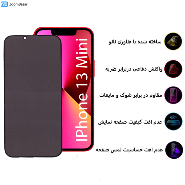 محافظ صفحه نمایش حریم شخصی بوف مدل Privacy-Pro مناسب برای گوشی موبایل اپل Iphone 13 Mini