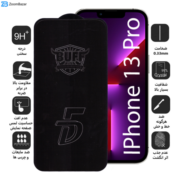 محافظ صفحه نمایش 5D بوف مدل F33 مناسب برای گوشی موبایل اپل Iphone 13 Pro