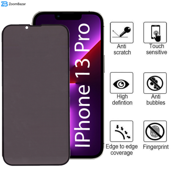 محافظ صفحه نمایش حریم شخصی بوف مدل Pr33 مناسب برای گوشی موبایل اپل Iphone 13 Pro