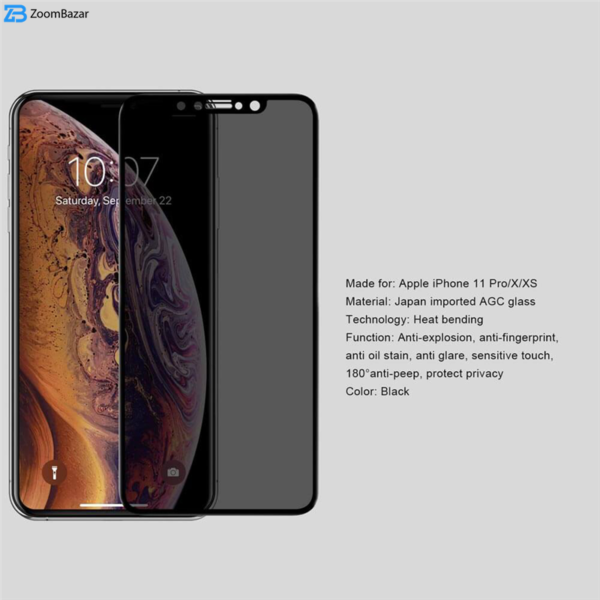 محافظ صفحه نمایش حریم شخصی بوف مدل Pr33 مناسب برای گوشی موبایل اپل iPhone 11 Pro / XS / X