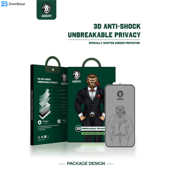 محافظ صفحه نمایش سرامیکی حریم شخصی گرین مدل Unbreakable-Privacy مناسب برای گوشی موبایل اپل iPhone 11 Pro / XS/ X
