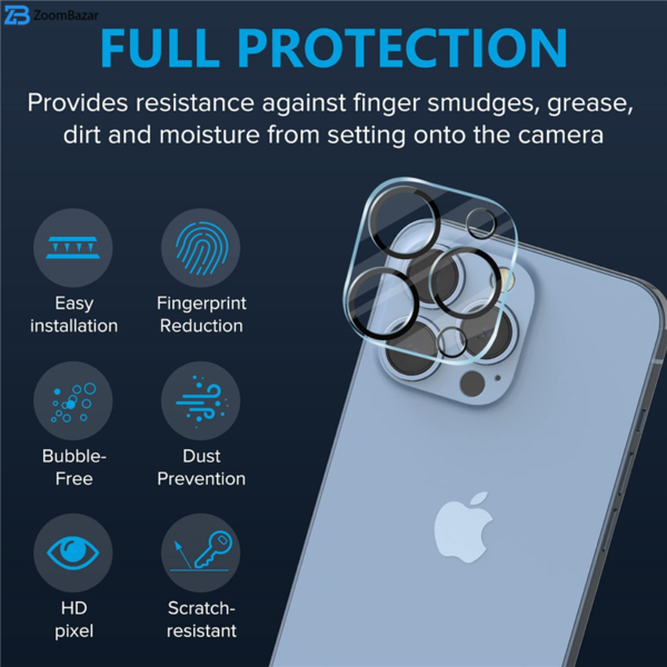 محافظ لنز دوربین بوف مدل 3D Clear-G مناسب برای گوشی موبایل اپل Iphone 13 Pro Max/13 Pro