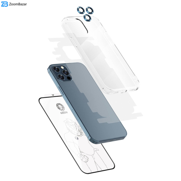 محافظ صفحه نمایش گرین مدل 4in1 مناسب برای گوشی موبایل اپل iPhone 13 Pro به همراه محافظ پشت گوشی و محافظ لنز دوربین و کاور