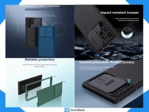 قاب سامسونگ Galaxy S22 Ultra نیلکین مدل camshield pro زوم بازار