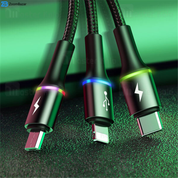 کابل تبدیل USB به USB-C / microUSB / لایتنینگ باسئوس مدل CAMLT-HA01 طول 1.2 متر