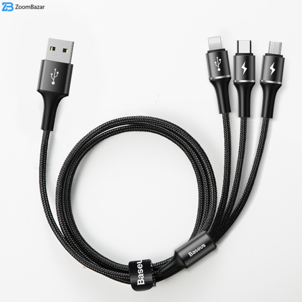 کابل تبدیل USB به USB-C / microUSB / لایتنینگ باسئوس مدل CAMLT-HA01 طول 1.2 متر