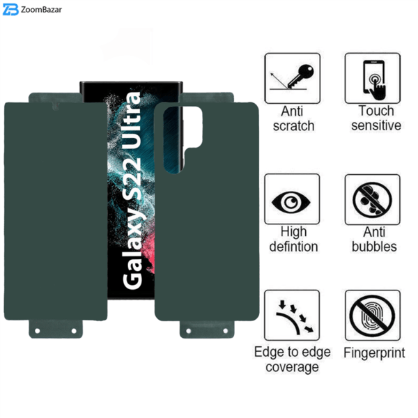 محافظ صفحه نمایش بوف مدل Full Body مناسب برای گوشی موبایل سامسونگ Galaxy S22 Ultra به همراه محافظ پشت گوشی