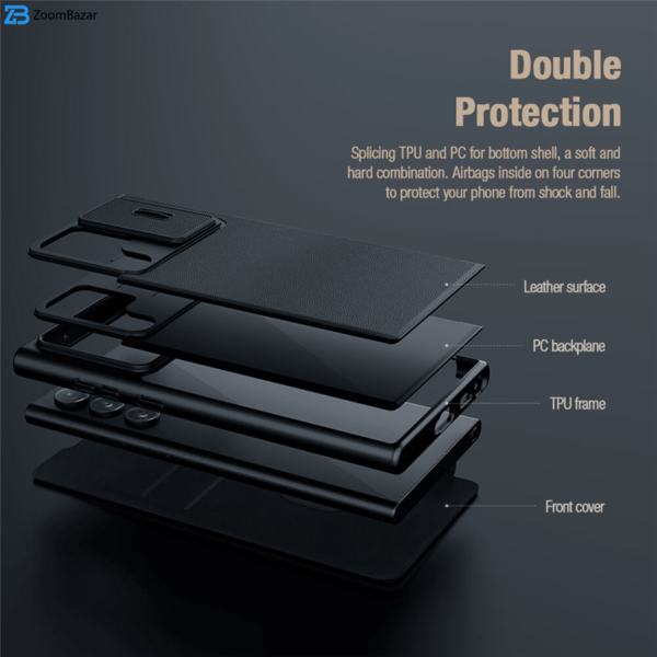 کیف کلاسوری نیلکین مدل Qin Pro Plain Cloth مناسب برای گوشی موبایل سامسونگ Galaxy S22 Ultra