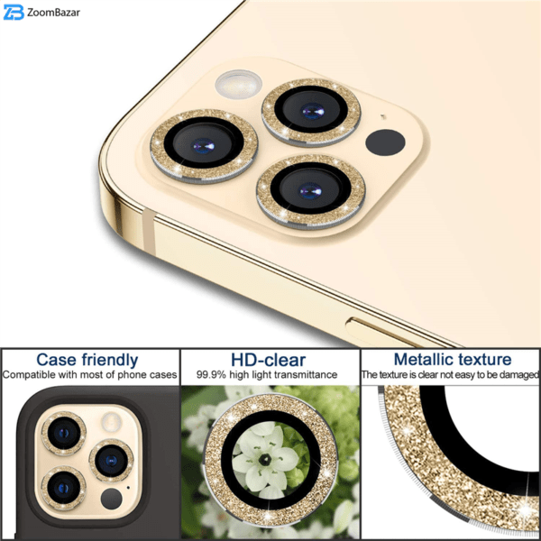 محافظ لنز دوربین بوف مدل Diamond-Luxury مناسب برای گوشی موبایل اپل iphone 13 Pro Max / iphone 13 Pro