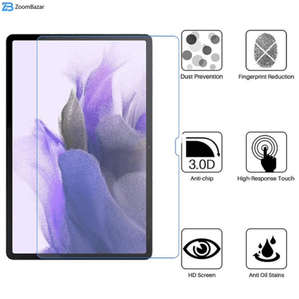 محافظ صفحه نمایش بوف مدل 5D-Plus مناسب برای تبلت سامسونگ Galaxy Tab S8 Plus / S7 FE /S7 Plus/ T975 / T976B / T970 / T735