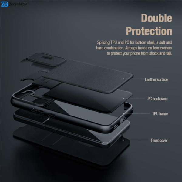 کیف کلاسوری نیلکین مدل Qin Pro Plain Cloth مناسب برای گوشی موبایل سامسونگ Galaxy S22