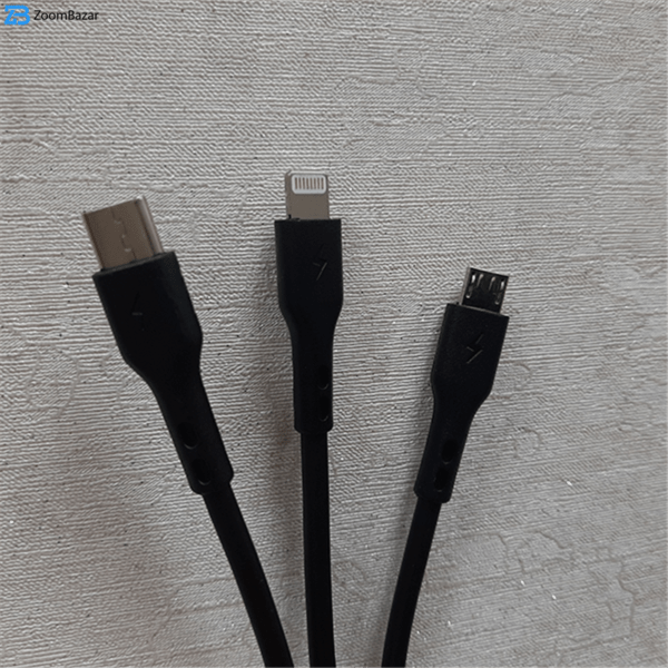 کابل تبدیل USB به microUSB /لایتنینگ /USB-C کاجیتل مدل 3in1 طول 1.2 متر