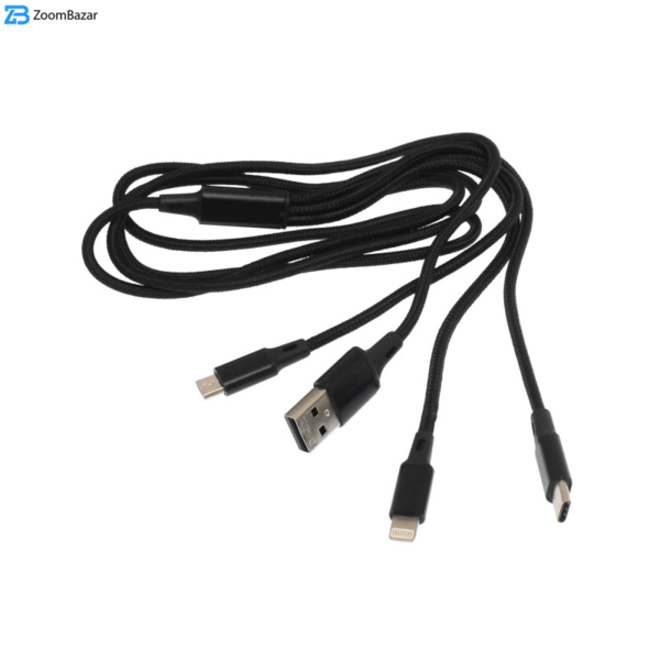 کابل تبدیل USB به microUSB /لایتنینگ /USB-C کاجیتل مدل 3in1 طول 1.2 متر