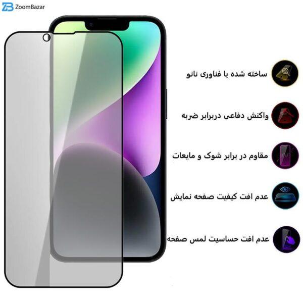 محافظ صفحه نمایش حریم شخصی بوف مدل Privacy مناسب برای گوشی موبایل اپل Iphone 14