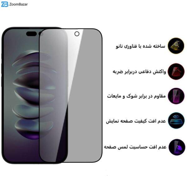 محافظ صفحه نمایش حریم شخصی بوف مدل Pry مناسب برای گوشی موبایل اپل iPhone 14 Pro