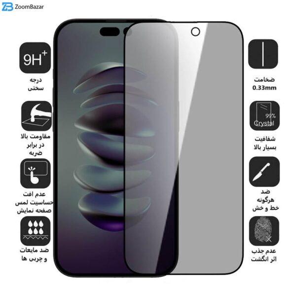 محافظ صفحه نمایش حریم شخصی بوف مدل Pry مناسب برای گوشی موبایل اپل iPhone 14 Pro