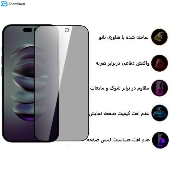 محافظ صفحه نمایش حریم شخصی اپیکوی مدل Pry مناسب برای گوشی موبایل اپل iPhone 14 Pro Max