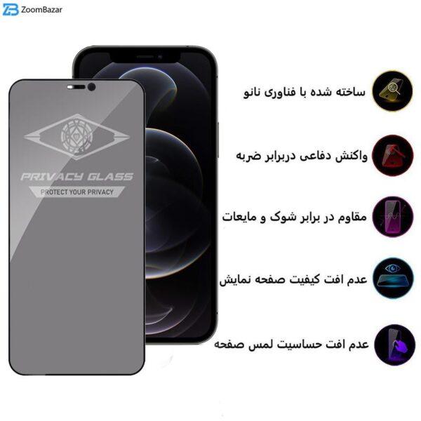 محافظ صفحه نمایش حریم شخصی اپیکوی مدل PvSight مناسب برای گوشی موبایل اپل iPhone 12 / 12 Pro