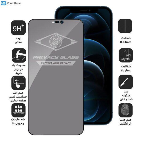 محافظ صفحه نمایش حریم شخصی اپیکوی مدل PvSight مناسب برای گوشی موبایل اپل iPhone 12 Pro Max