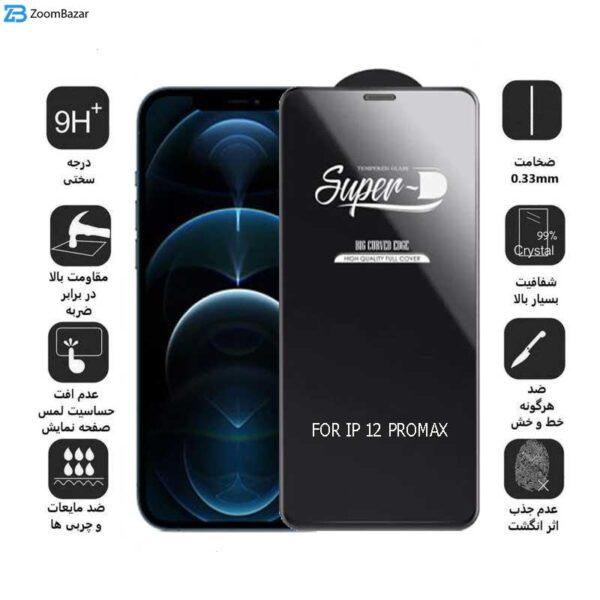 محافظ صفحه نمایش اپیکوی مدل Super 5D مناسب برای گوشی موبایل اپل iPhone 12 Pro Max